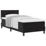 vidaXL Pat cu Arcuri și Saltea cu saltea Negru 90 x 190 cm țesătură vidaXL Pat cu Arcuri și Saltea cu saltea Negru 90 x 190 cm țesătură