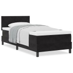 vidaXL Pat cu Arcuri și Saltea cu saltea Negru 90 x 190 cm țesătură vidaXL Pat cu Arcuri și Saltea cu saltea Negru 90 x 190 cm țesătură