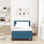 vidaXL Pat cu Arcuri și Saltea Albastru închis 90 x 190 cm țesătură vidaXL Pat cu Arcuri și Saltea Albastru închis 90 x 190 cm țesătură