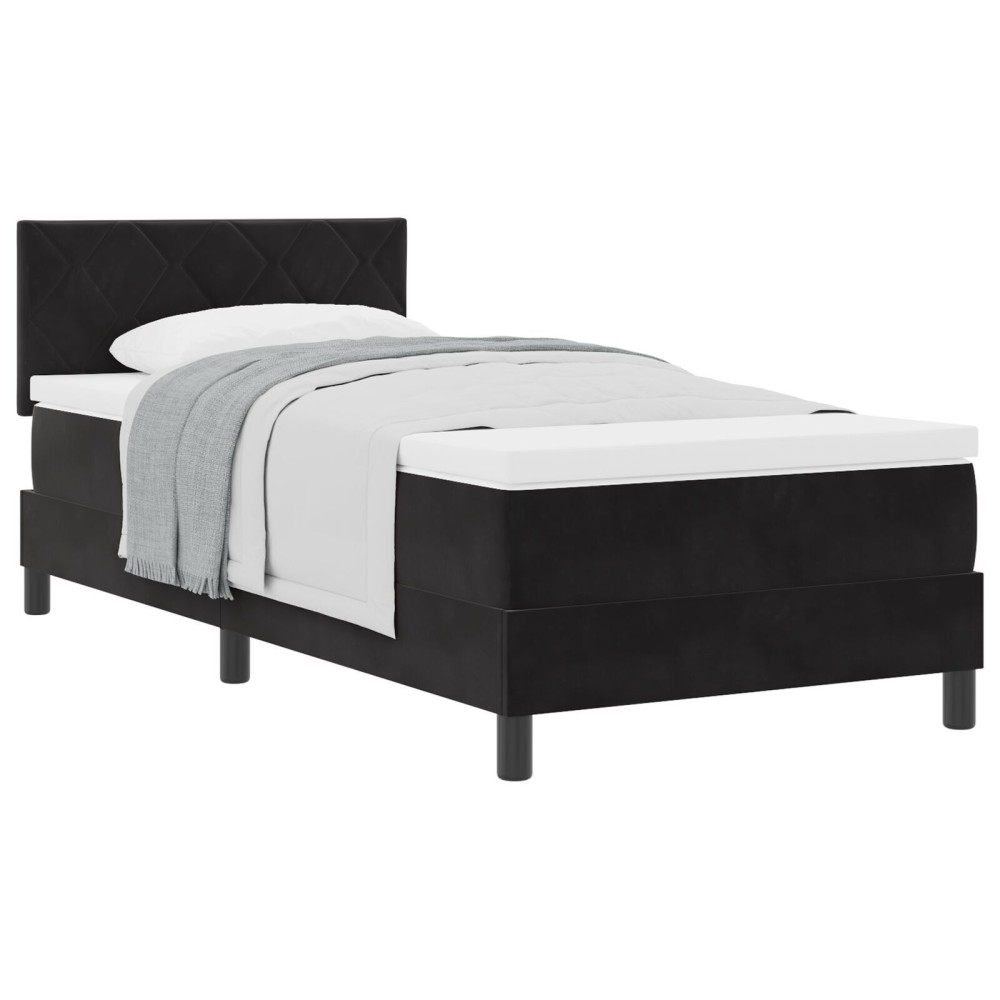 vidaXL Pat cu Arcuri și Saltea cu saltea Negru 100 x 200 cm țesătură