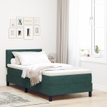 vidaXL Pat cu Arcuri și Saltea Verde închis 100 x 200 cm țesătură vidaXL Pat cu Arcuri și Saltea Verde închis 100 x 200 cm țesătură
