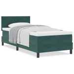 vidaXL Pat cu Arcuri și Saltea Verde închis 100 x 200 cm țesătură vidaXL Pat cu Arcuri și Saltea Verde închis 100 x 200 cm țesătură
