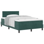 vidaXL Pat cu Arcuri și Saltea Verde închis 120 x 190 cm țesătură vidaXL Pat cu Arcuri și Saltea Verde închis 120 x 190 cm țesătură