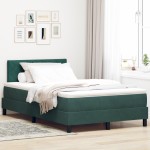 vidaXL Pat cu Arcuri și Saltea Verde închis 120 x 190 cm țesătură vidaXL Pat cu Arcuri și Saltea Verde închis 120 x 190 cm țesătură
