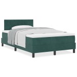 vidaXL Pat cu Arcuri și Saltea Verde închis 120 x 190 cm țesătură vidaXL Pat cu Arcuri și Saltea Verde închis 120 x 190 cm țesătură
