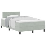 vidaXL Pat cu Arcuri și Saltea Gri deschis 120 x 200 cm țesătură vidaXL Pat cu Arcuri și Saltea Gri deschis 120 x 200 cm țesătură