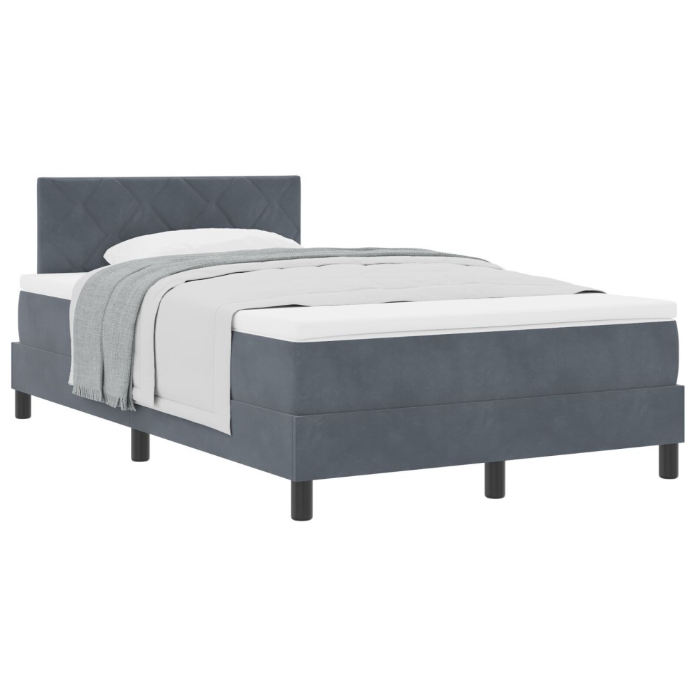 vidaXL Pat cu Arcuri și Saltea Gri închis 120 x 200 cm țesătură