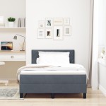 vidaXL Pat cu Arcuri și Saltea Gri închis 120 x 200 cm țesătură vidaXL Pat cu Arcuri și Saltea Gri închis 120 x 200 cm țesătură