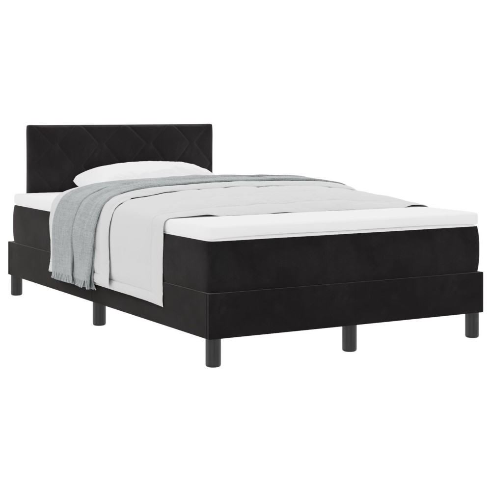 vidaXL Pat cu Arcuri și Saltea cu saltea Negru 120 x 200 cm țesătură
