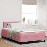 vidaXL Pat cu Arcuri și Saltea cu saltea Roz 120 x 200 cm țesătură vidaXL Pat cu Arcuri și Saltea cu saltea Roz 120 x 200 cm țesătură
