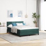 vidaXL Pat cu Arcuri și Saltea Verde închis 140 x 190 cm țesătură vidaXL Pat cu Arcuri și Saltea Verde închis 140 x 190 cm țesătură