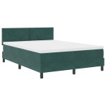 vidaXL Pat cu Arcuri și Saltea Verde închis 140 x 190 cm țesătură vidaXL Pat cu Arcuri și Saltea Verde închis 140 x 190 cm țesătură