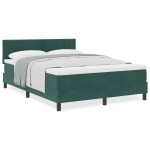 vidaXL Pat cu Arcuri și Saltea Verde închis 140 x 190 cm țesătură vidaXL Pat cu Arcuri și Saltea Verde închis 140 x 190 cm țesătură
