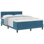 vidaXL Pat cu Arcuri și Saltea Albastru închis 140 x 190 cm țesătură vidaXL Pat cu Arcuri și Saltea Albastru închis 140 x 190 cm țesătură
