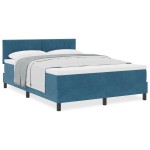 vidaXL Pat cu Arcuri și Saltea Albastru închis 140 x 190 cm țesătură vidaXL Pat cu Arcuri și Saltea Albastru închis 140 x 190 cm țesătură