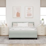 vidaXL Pat cu Arcuri și Saltea Gri deschis 140 x 200 cm țesătură vidaXL Pat cu Arcuri și Saltea Gri deschis 140 x 200 cm țesătură