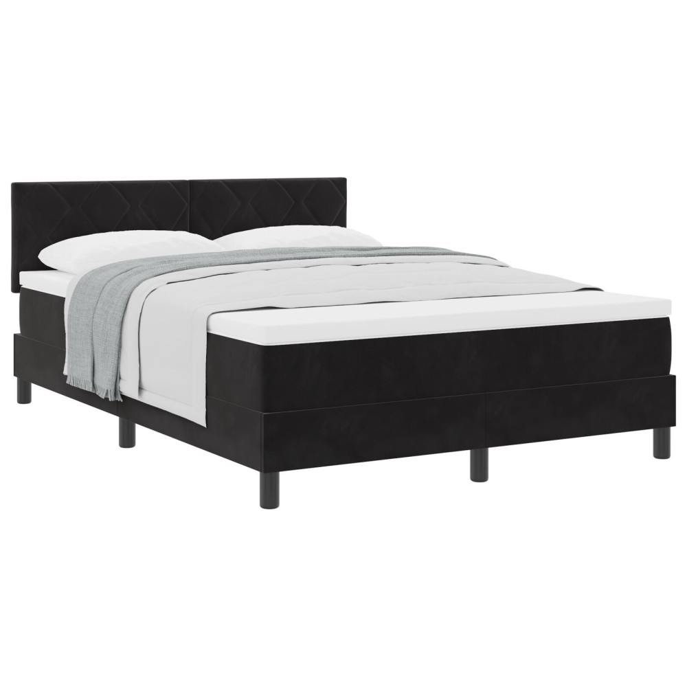 vidaXL Pat cu Arcuri și Saltea cu saltea Negru 140 x 200 cm țesătură
