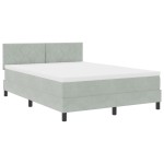 vidaXL Pat cu Arcuri și Saltea Gri deschis 160 x 200 cm țesătură vidaXL Pat cu Arcuri și Saltea Gri deschis 160 x 200 cm țesătură