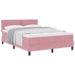 vidaXL Pat cu Arcuri și Saltea cu saltea Roz 160 x 200 cm țesătură vidaXL Pat cu Arcuri și Saltea cu saltea Roz 160 x 200 cm țesătură