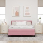 vidaXL Pat cu Arcuri și Saltea cu saltea Roz 160 x 200 cm țesătură vidaXL Pat cu Arcuri și Saltea cu saltea Roz 160 x 200 cm țesătură