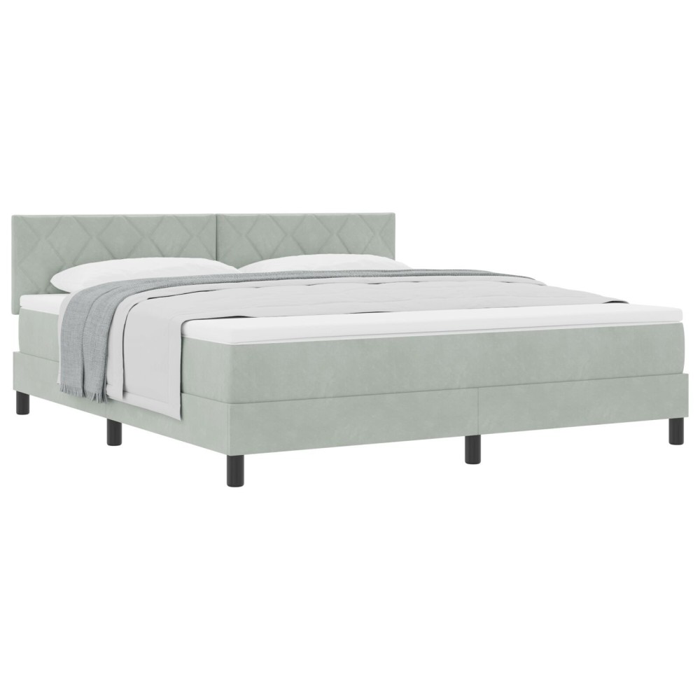 vidaXL Pat cu Arcuri și Saltea Gri deschis 180 x 200 cm țesătură