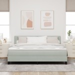 vidaXL Pat cu Arcuri și Saltea Gri deschis 180 x 200 cm țesătură vidaXL Pat cu Arcuri și Saltea Gri deschis 180 x 200 cm țesătură