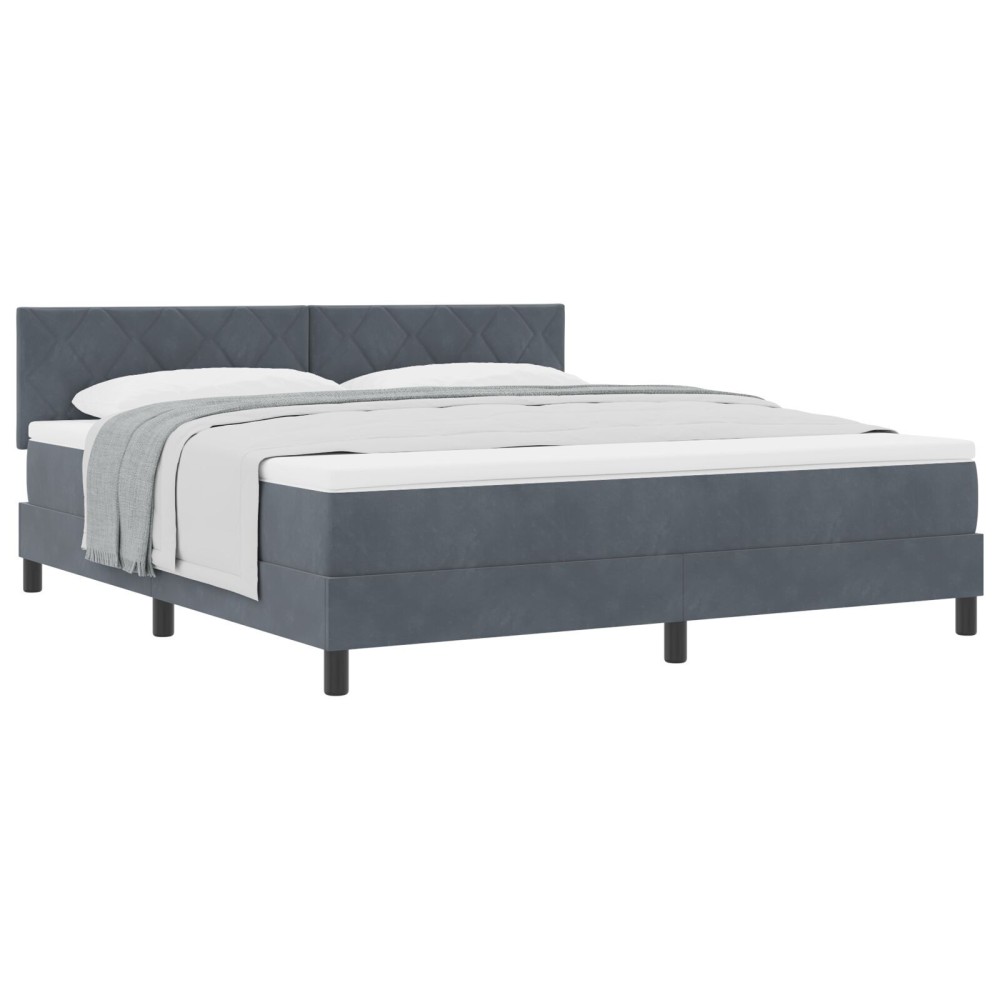 vidaXL Pat cu Arcuri și Saltea Gri închis 180 x 200 cm țesătură