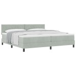 vidaXL Pat cu Arcuri și Saltea Gri deschis 200 x 200 cm țesătură
