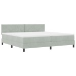 vidaXL Pat cu Arcuri și Saltea Gri deschis 200 x 200 cm țesătură