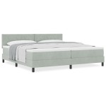 vidaXL Pat cu Arcuri și Saltea Gri deschis 200 x 200 cm țesătură