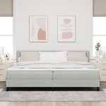 vidaXL Pat cu Arcuri și Saltea Gri deschis 200 x 200 cm țesătură