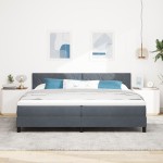vidaXL Pat cu Arcuri și Saltea Gri închis 200 x 200 cm țesătură vidaXL Pat cu Arcuri și Saltea Gri închis 200 x 200 cm țesătură