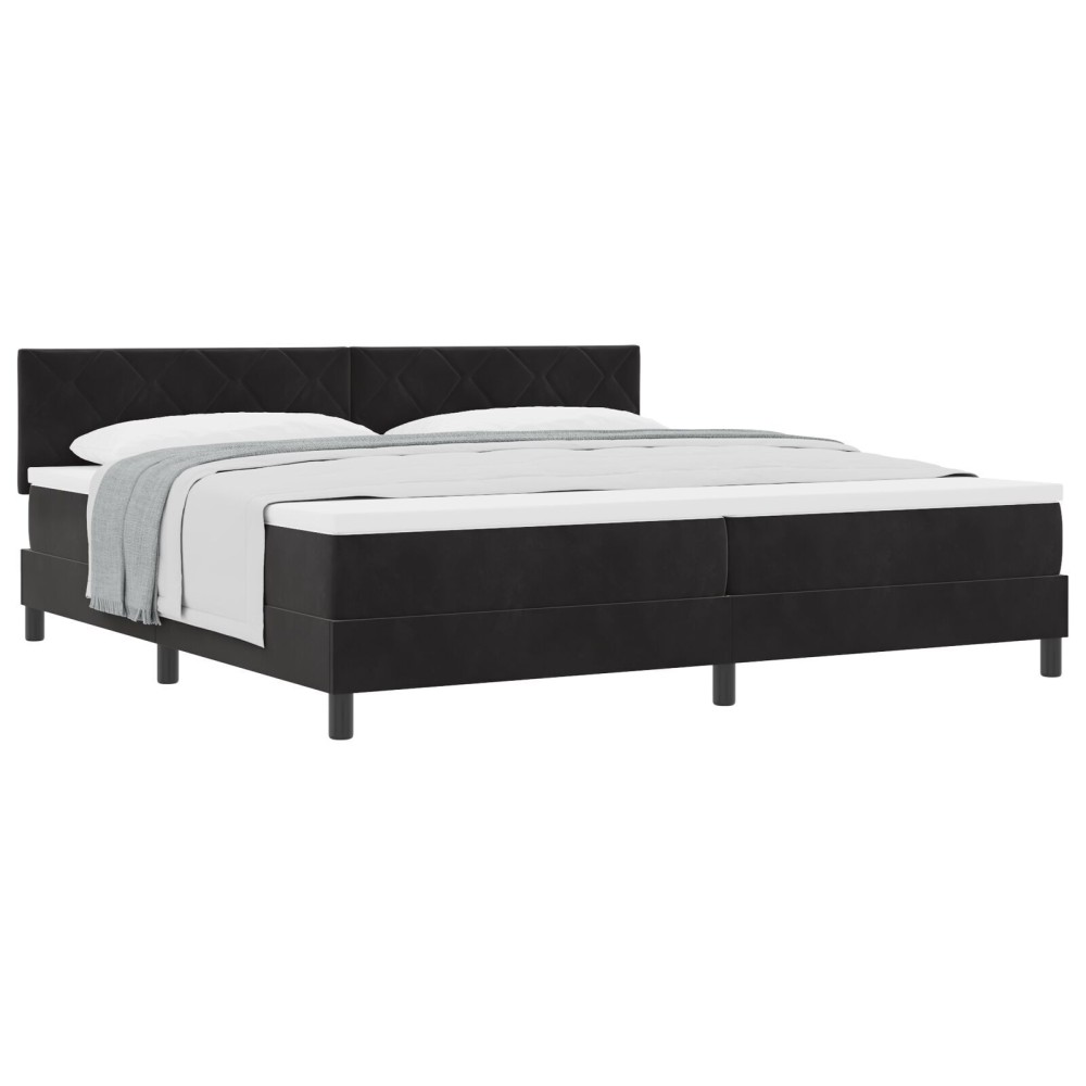 vidaXL Pat cu Arcuri și Saltea cu saltea Negru 200 x 200 cm țesătură