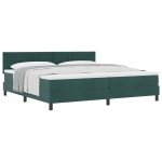 vidaXL Pat cu Arcuri și Saltea Verde închis 200 x 200 cm țesătură