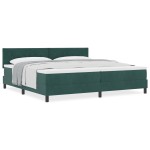 vidaXL Pat cu Arcuri și Saltea Verde închis 200 x 200 cm țesătură