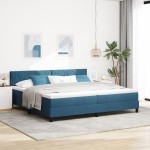 vidaXL Pat cu Arcuri și Saltea Albastru închis 200 x 200 cm țesătură vidaXL Pat cu Arcuri și Saltea Albastru închis 200 x 200 cm țesătură