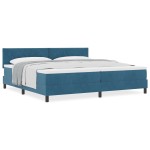 vidaXL Pat cu Arcuri și Saltea Albastru închis 200 x 200 cm țesătură vidaXL Pat cu Arcuri și Saltea Albastru închis 200 x 200 cm țesătură