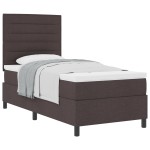 vidaXL Pat cu arcuri cu saltea Maro închis 90 x 190 cm țesătură vidaXL Pat cu arcuri cu saltea Maro închis 90 x 190 cm țesătură