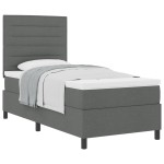 vidaXL Pat cu arcuri cu saltea Gri închis 100 x 200 cm țesătură vidaXL Pat cu arcuri cu saltea Gri închis 100 x 200 cm țesătură