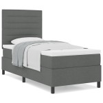 vidaXL Pat cu arcuri cu saltea Gri închis 100 x 200 cm țesătură vidaXL Pat cu arcuri cu saltea Gri închis 100 x 200 cm țesătură