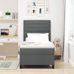 vidaXL Pat cu arcuri cu saltea Gri închis 100 x 200 cm țesătură vidaXL Pat cu arcuri cu saltea Gri închis 100 x 200 cm țesătură