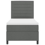 vidaXL Pat cu arcuri cu saltea Gri închis 100 x 200 cm țesătură vidaXL Pat cu arcuri cu saltea Gri închis 100 x 200 cm țesătură
