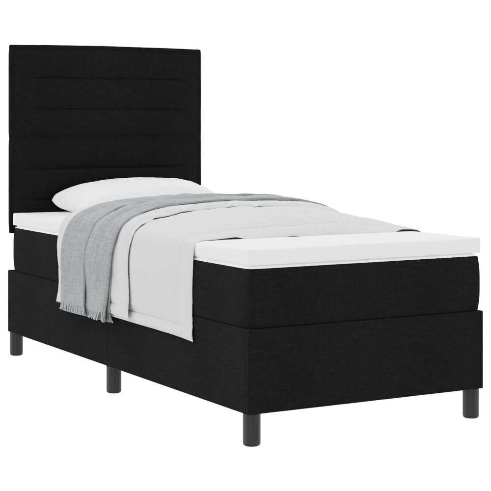 vidaXL Pat cu arcuri cu saltea Negru 100 x 200 cm țesătură