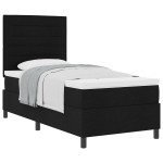 vidaXL Pat cu arcuri cu saltea Negru 100 x 200 cm țesătură vidaXL Pat cu arcuri cu saltea Negru 100 x 200 cm țesătură