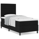 vidaXL Pat cu arcuri cu saltea Negru 100 x 200 cm țesătură vidaXL Pat cu arcuri cu saltea Negru 100 x 200 cm țesătură