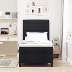 vidaXL Pat cu arcuri cu saltea Negru 100 x 200 cm țesătură vidaXL Pat cu arcuri cu saltea Negru 100 x 200 cm țesătură
