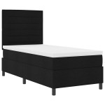 vidaXL Pat cu arcuri cu saltea Negru 100 x 200 cm țesătură vidaXL Pat cu arcuri cu saltea Negru 100 x 200 cm țesătură