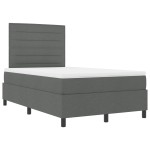 vidaXL Pat cu arcuri cu saltea Gri închis 120 x 190 cm țesătură vidaXL Pat cu arcuri cu saltea Gri închis 120 x 190 cm țesătură