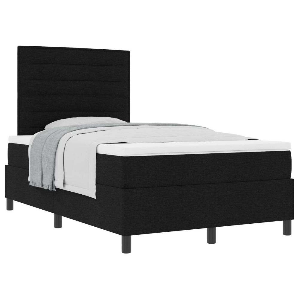 vidaXL Pat cu arcuri cu saltea Negru 120 x 200 cm țesătură