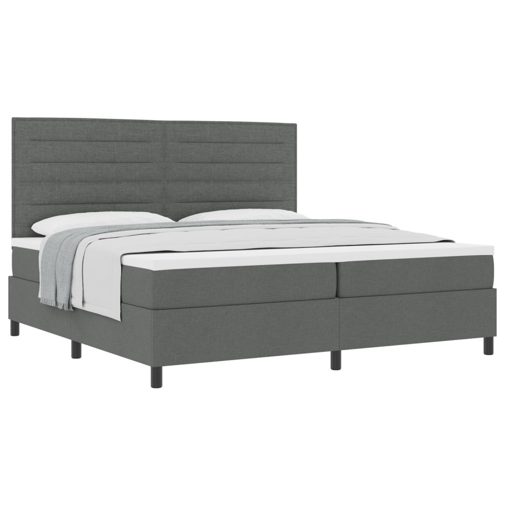 vidaXL Pat cu arcuri cu saltea Gri închis 200 x 200 cm țesătură
